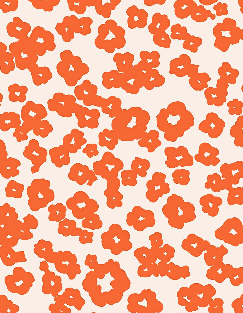 Abstract Orange Floral Pattern Rug