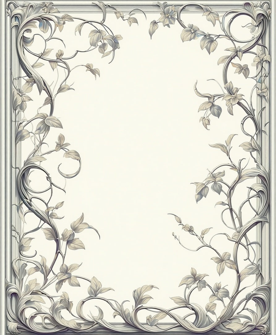 Art Nouveau Floral Swirl Frame Rug