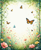 Whimsical Floral Butterfly Garden Rug
