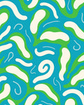 Boho Blue Green Organic Swirls Rug