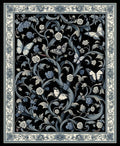 Vintage Floral Butterfly Garden Design Rug
