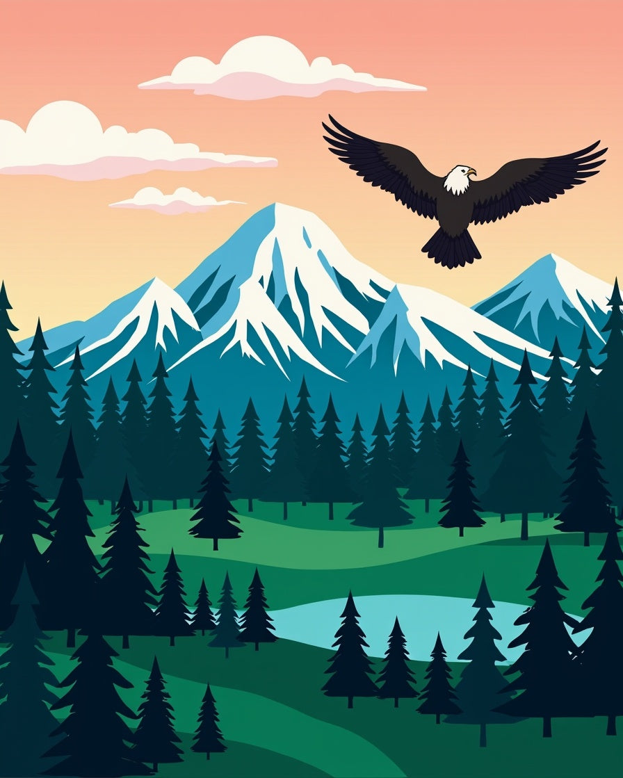 Majestic Eagle Over Snowy Peaks Design Rug