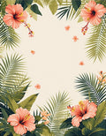 Tropical Floral And Palm Leaf Pattern Rug