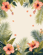 Tropical Floral And Palm Leaf Pattern Rug