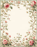 Romantic Pink Roses Vine Pattern Rug