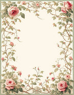 Romantic Pink Roses Vine Pattern Rug