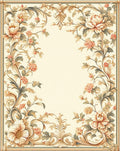 Floral Vine Scrollwork Cream Rug