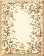 Floral Vine Scrollwork Cream Rug