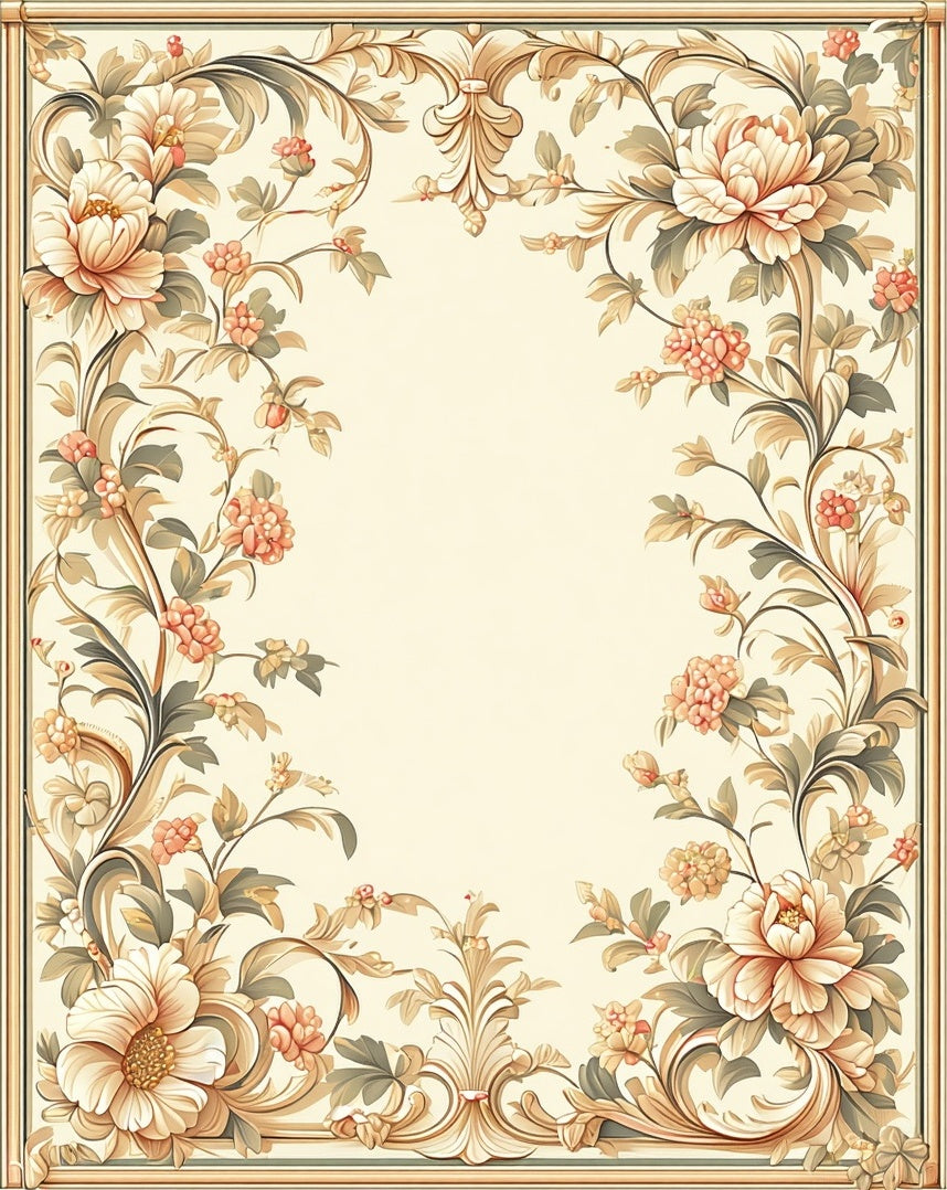 Floral Vine Scrollwork Cream Rug
