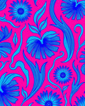 Bold Blue Floral Swirl Pattern Rug