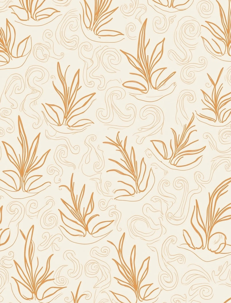 Organic Leaf Scroll Pattern Rug