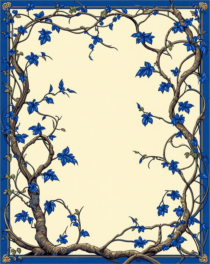 Vine Blue Leafy Flourish Rug