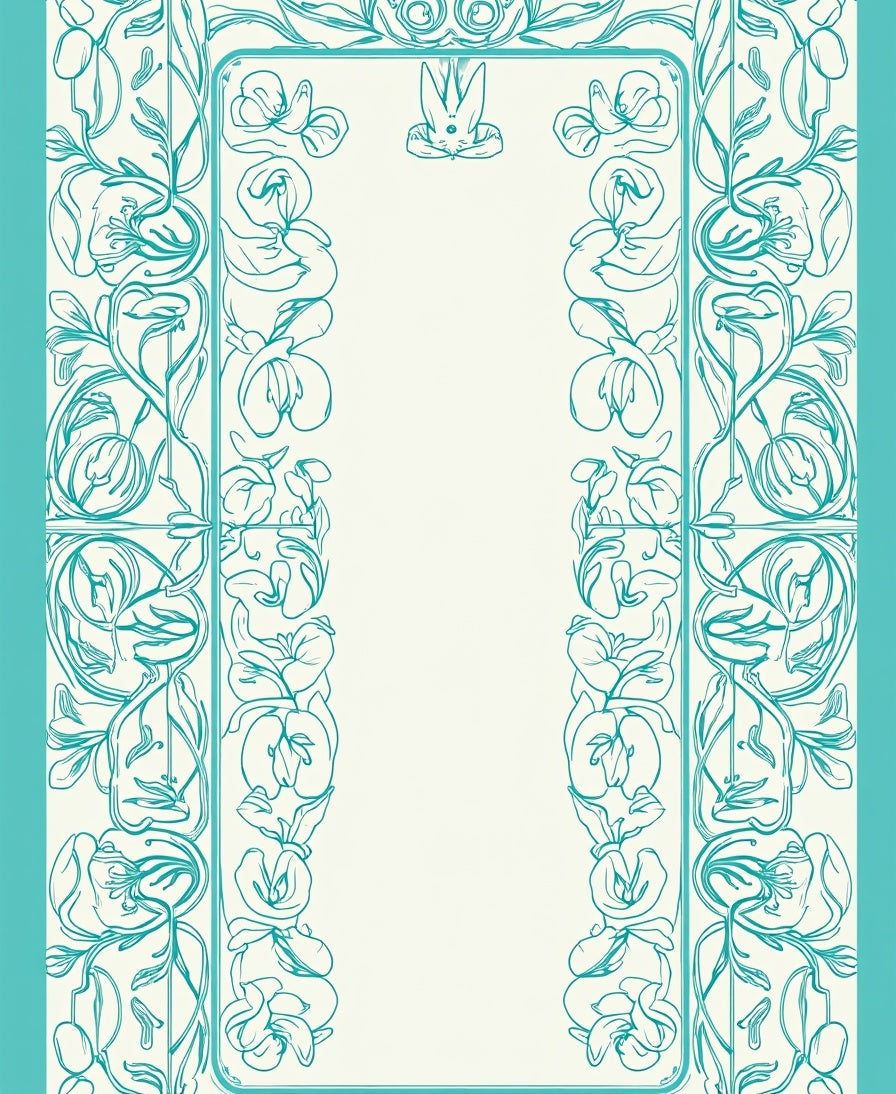 Whimsical Floral Vine Border Design Rug