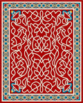 Crimson White Intertwined Floral Border Rug