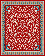 Crimson White Intertwined Floral Border Rug