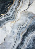 Abstract Marble Gold Vein Pattern Rug