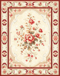 Traditional Floral Design with Red Border Rug