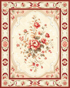 Traditional Floral Design with Red Border Rug