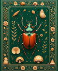 Green Whimsical Beetle Mushroom Delight Rug