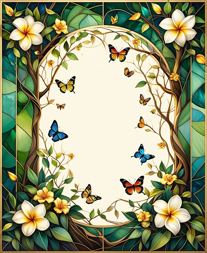 Floral Arch Butterflies Leaves Rug