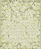 Green Floral Maze Pattern Rug