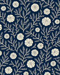 Navy Botanical Print Rug
