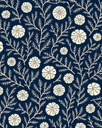 Navy Botanical Print Rug