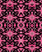 Bold Pink Ornamental Symmetry Pattern Rug