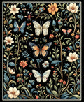 Floral Garden Butterfly Pattern Rug