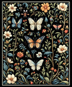Floral Garden Butterfly Pattern Rug