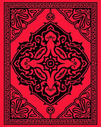 Bold Red Black Mandala Design Rug