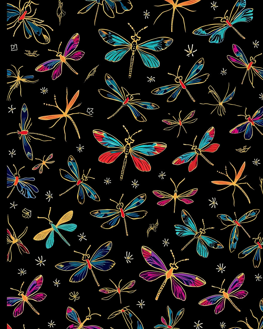 Colorful Dragonfly Pattern Art Rug