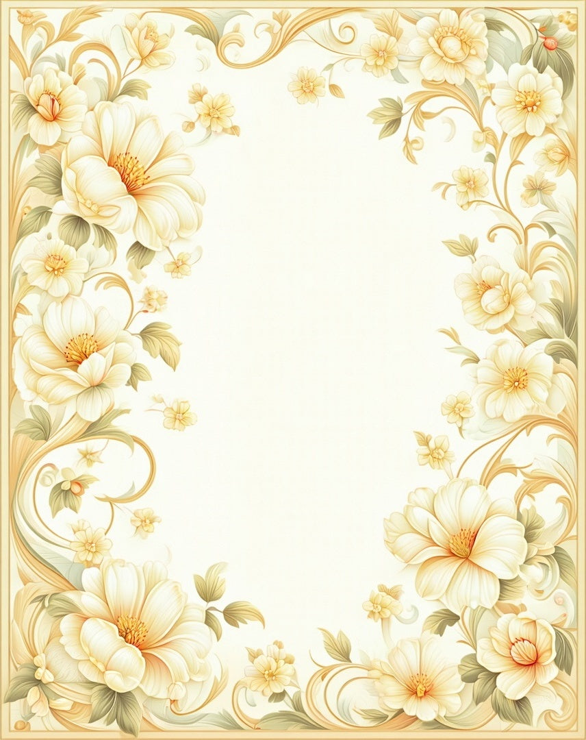 Elegant Cream Floral Swirls Design Rug