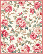 Pink Roses Vine Pattern Rug