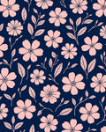 Pink Floral Vines Dark Blue Rug