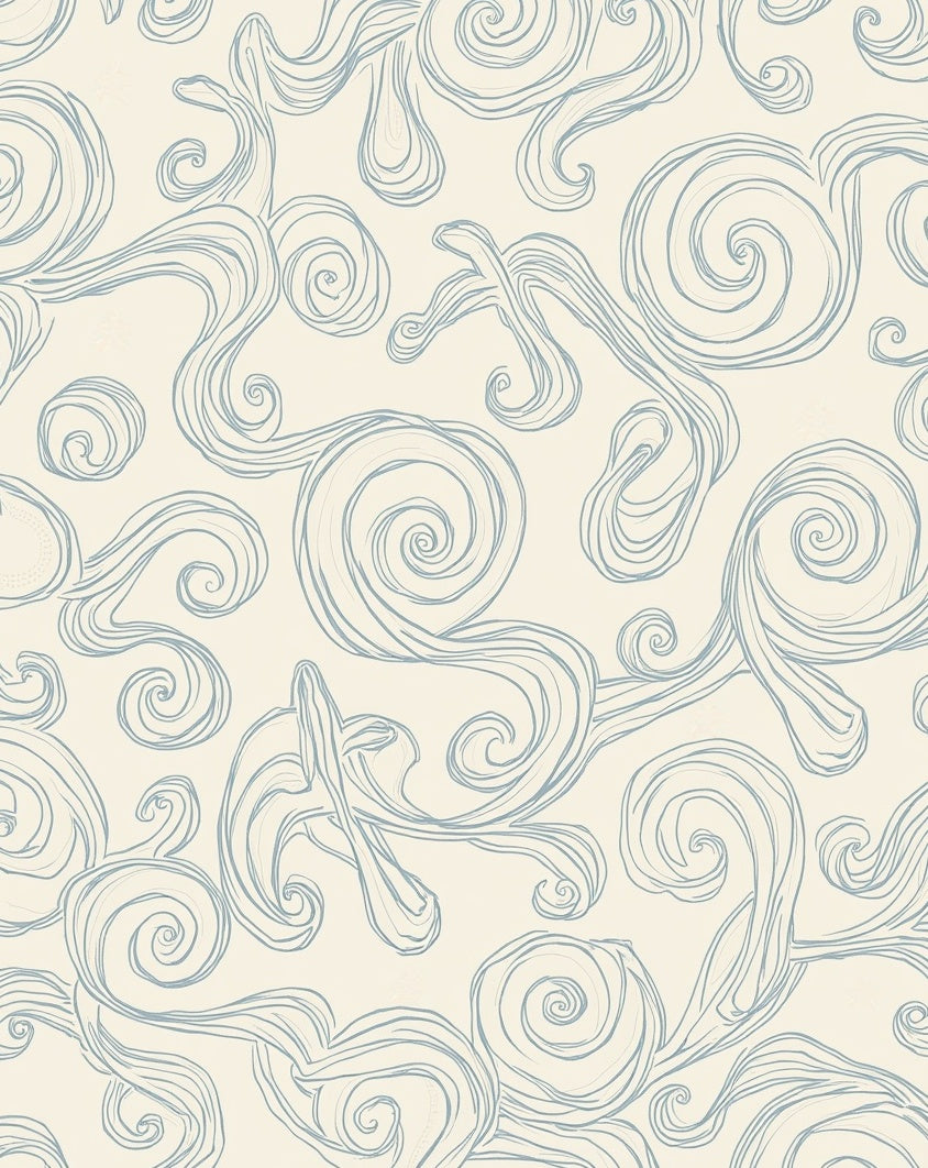 Light Blue Whimsical Swirl Pattern Rug