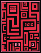 Bold Red Geometric Maze Rug