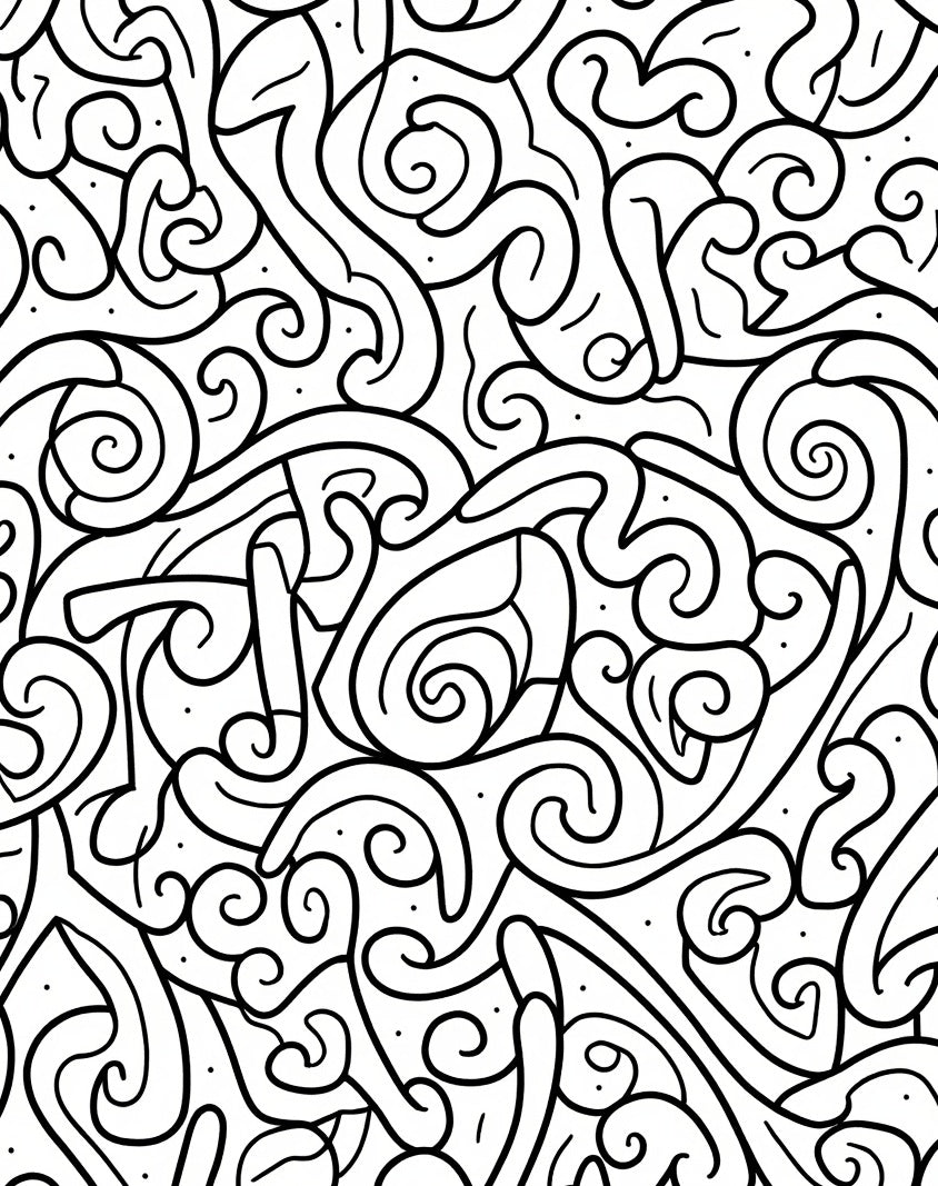 Abstract Black White Swirl Pattern Rug