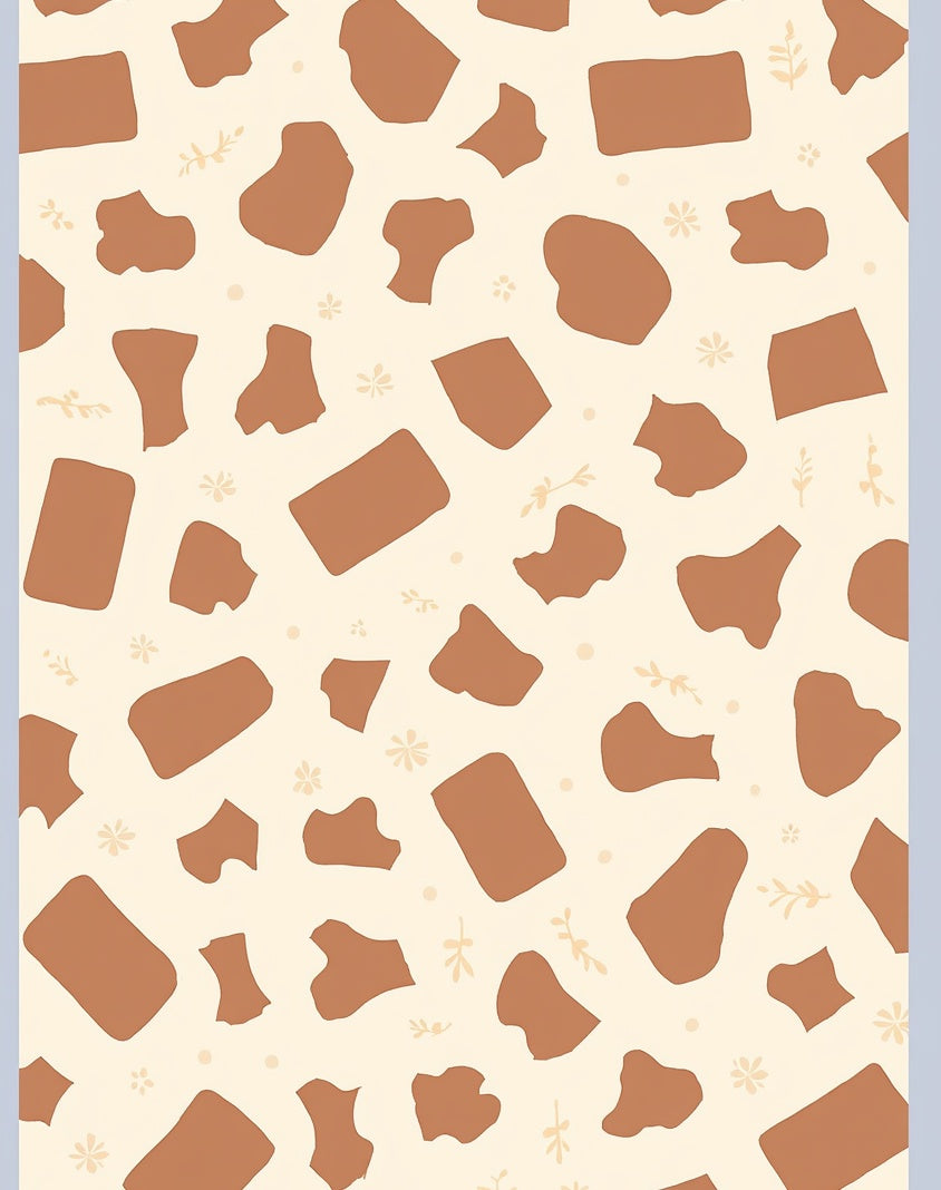 Abstract Brown Spot Pattern with Flowers Rug