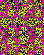 Bold Yellow Organic Shapes On Pink Rug