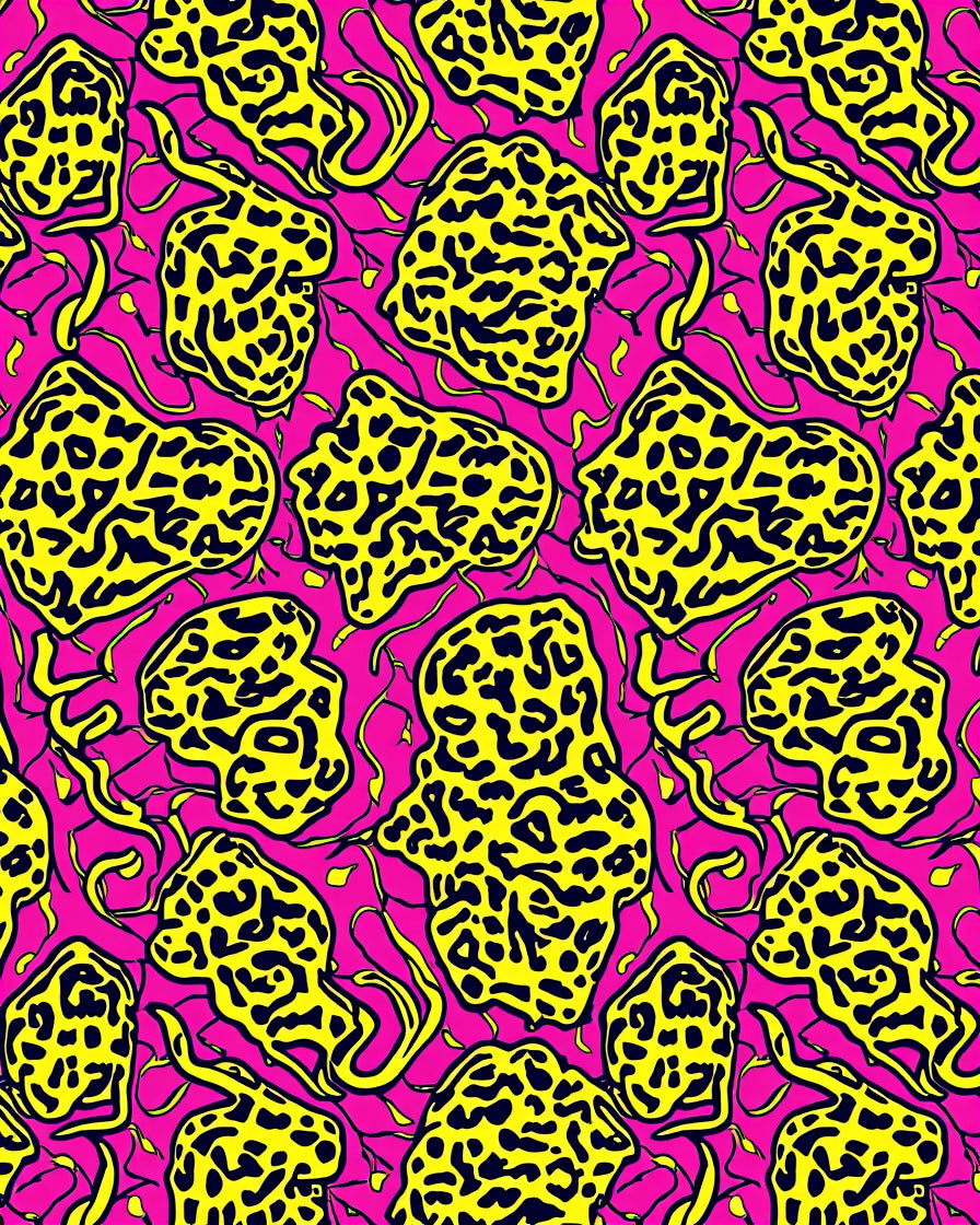 Bold Yellow Organic Shapes On Pink Rug