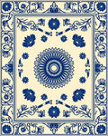 Classic Blue Floral Mandala Pattern Rug