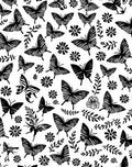 Black Butterfly Floral Pattern Rug