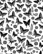 Black Butterfly Floral Pattern Rug