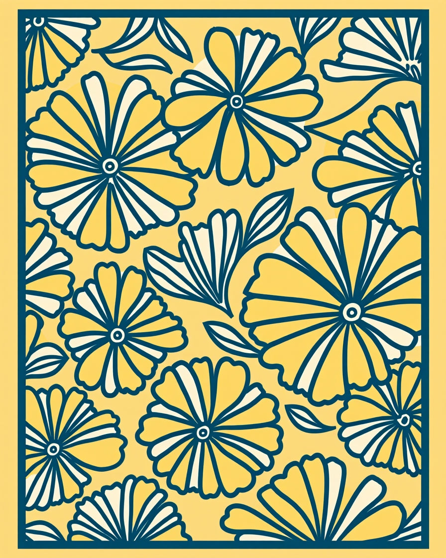 Bold Yellow Daisy Floral Pattern Rug