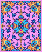 Pink Floral Medallion Garden Design Rug