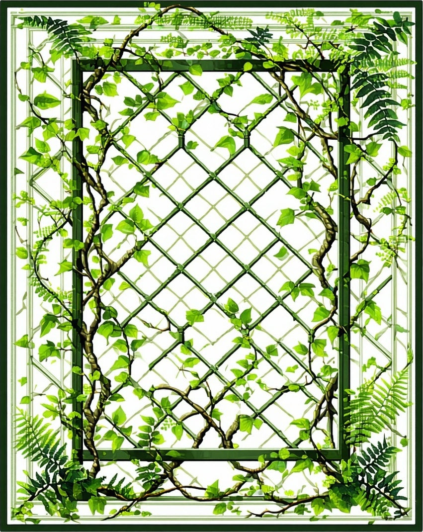 Green Vine Lattice Pattern Rug