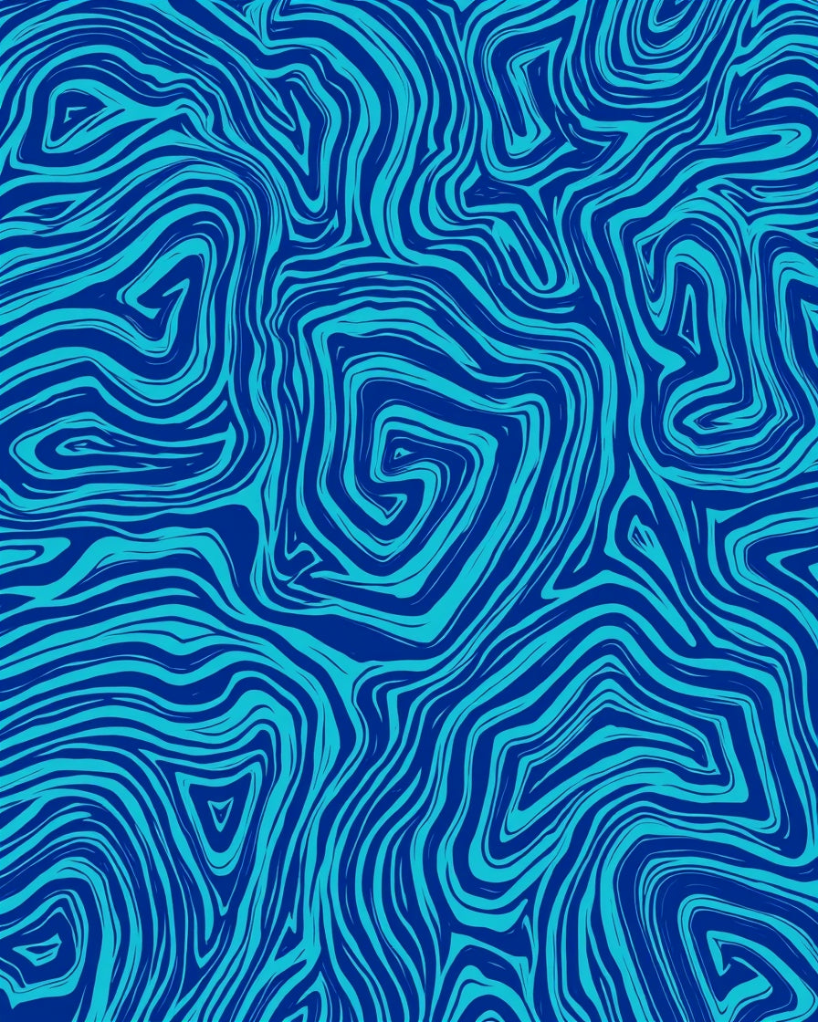 Abstract Blue Swirl Pattern Rug