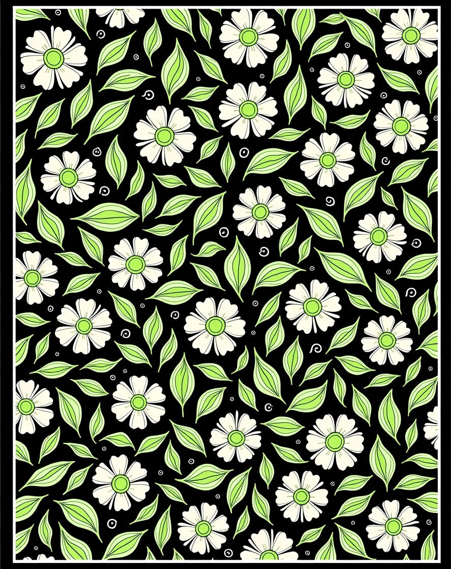 Daisy and Leaf Whimsical Pattern Rug