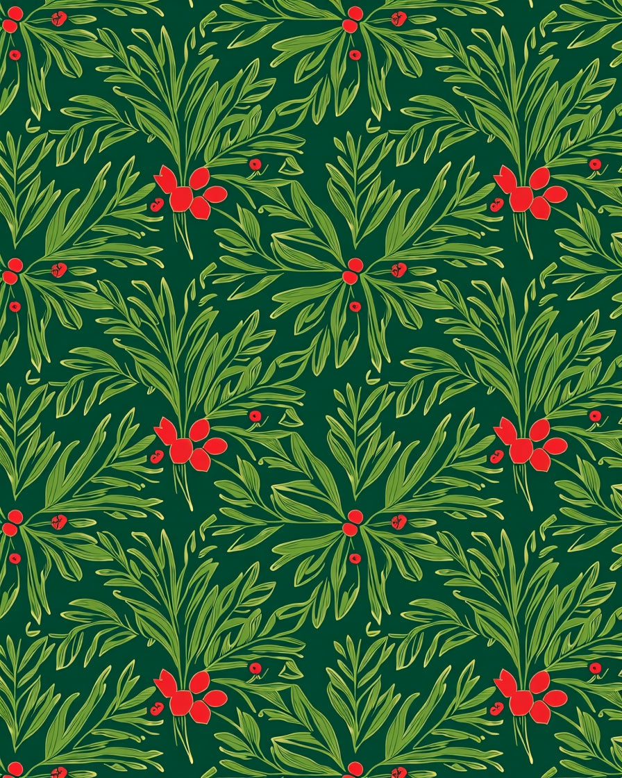 Emerald Green Scarlet Berry Foliage Rug
